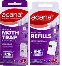 ACANA - Clothes Moth Trap & Refills NEW IMPROVED **FAST FREE UK SHIPPING**