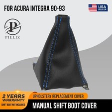 Fits 90-93 Acura Integra Leather Manual Shift Boot Cover Blue Stitch