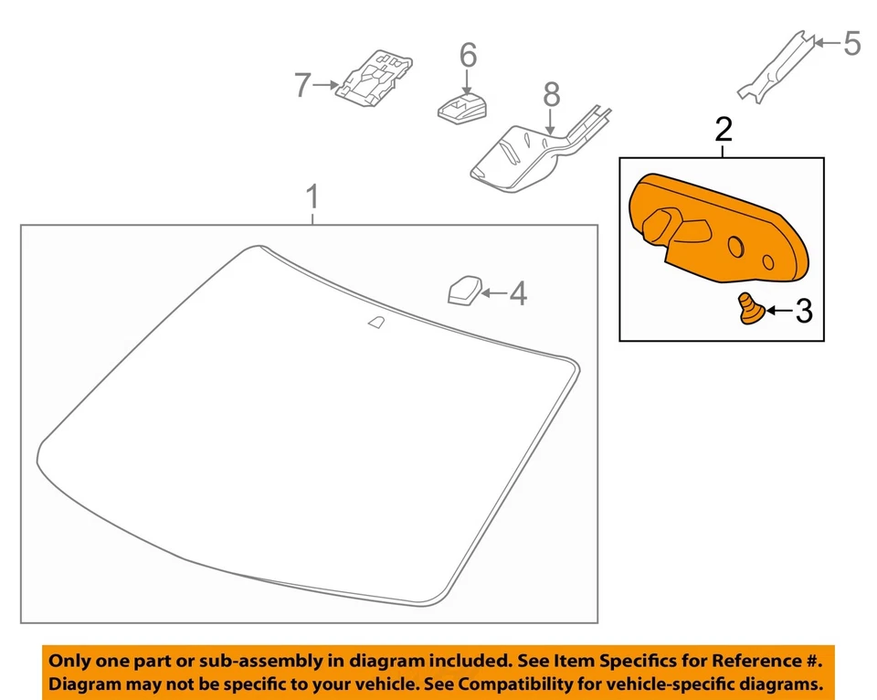 Used Front Center Interior Rear View Mirror fits: 2006 Buick Lucerne new style e - Image 3 of 4