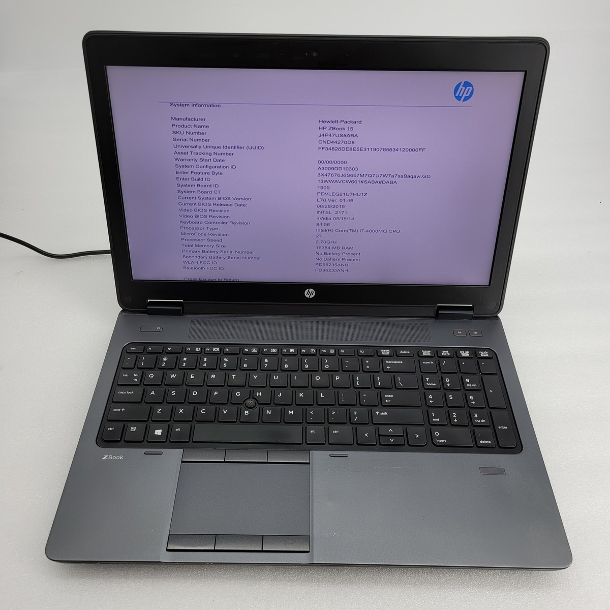[ジャンク] HP ZBook15 Core i7 4800MQ 32G HP ZBOOK 15 Core i7-4800MQ 2.7GHz 16GB RAM 500GB HDD 15.6