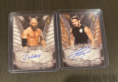 2016 Topps WWE NXT Johnny Gargano /50 Tommaso Ciampa /99 On Card Rookie Autos.