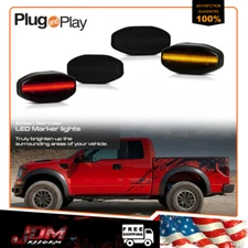 [Front+Rear]Amber Red Smoked LED Bumper Marker Light For 10-14 F150 Raptor
