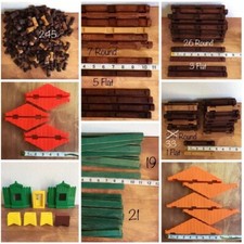 VTG Lot 378 LINCOLN LOGS Roofs Chimneys Stockade Fort/Regular Doors Planks Logs