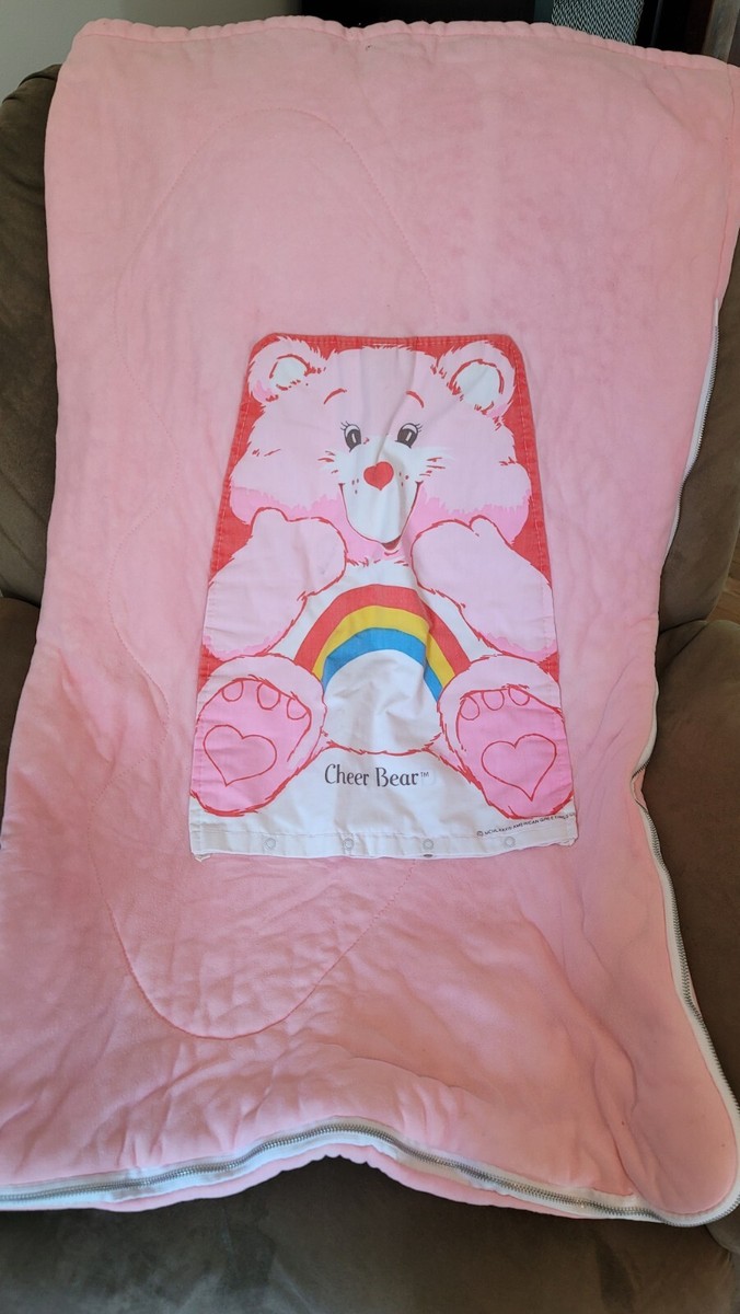 アメリカ購入ポップルズ寝袋ヴィンテージ USAケアベア　レア Vintage Care Bears Snoozle Cheer Bear Pink Sleeping Bag Folds