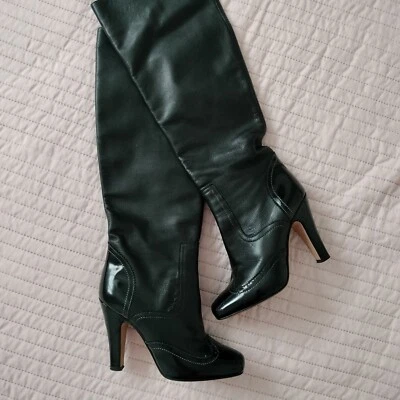 Bottes Noir En Cuir T 37 Santoni - Photo 1/4