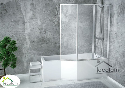 Badewanne Badewannenabtrennung Duschwand Eckwanne Rechteck 150 x75 cm rechts PMD