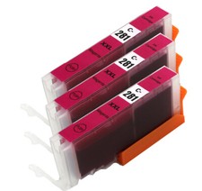 3 PK MAGENTA Printer Ink w/ LED for CLI-281XXL Canon TS702 TS8320 TS9521C TR7520