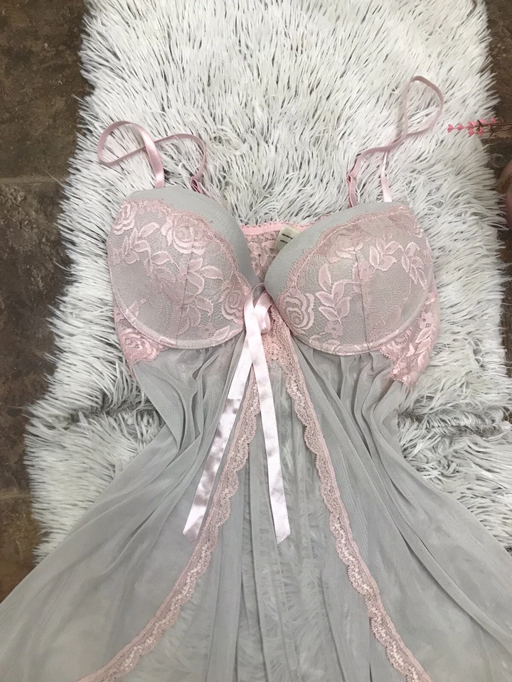 Джессика Симпсон слоновой кости цветочный на косточках кружева Babydoll Nightie Teddy Sz Lg - Изображение 2 из 4
