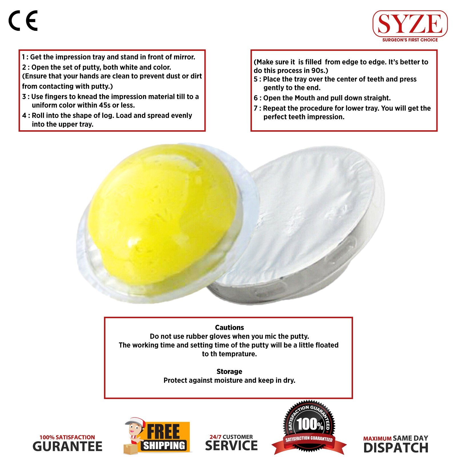 Dental Teeth Impression Hydrophilic Putty Silicone Material & Mould