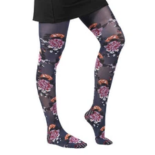 Fil de Jour France Fashion Tights 30D, FIL0413 Floral Marine, M/L, Made in Italy