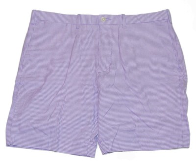 $125 Polo Ralph Lauren Mens Flat Front Slim Fit Chino Shorts Purple Gingham 34