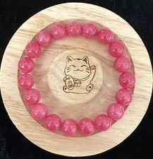 Natural Pink Chalcedony Crystal Gemstone Bracelet 10mm