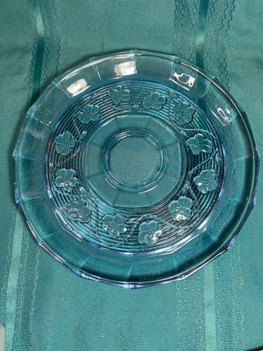 Anchor Hocking Avalon Pattern Blue Clear Glass 12” Chip/ Dip Platter Plate Only - Picture 23 of 24