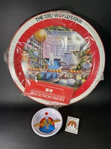 1982 Worlds Fair Knoxville, Tennessee Ashtray, Coca- Cola Tray & Pin