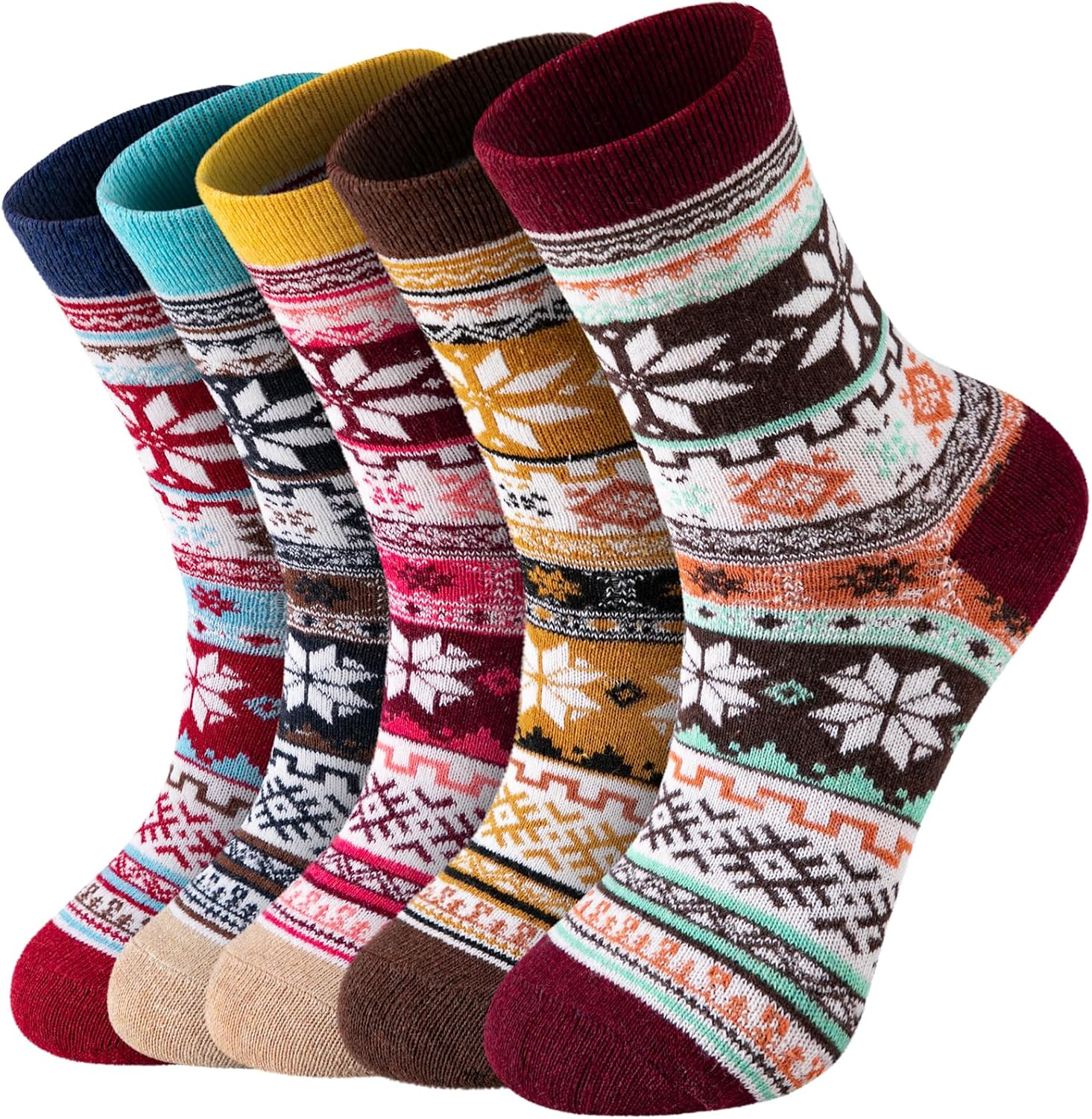5 Pairs Wool Socks for Women - Wool Socks Womens Socks, Winter Cozy Socks Warm S