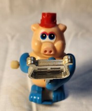 VTG TOMY Pig Not so grand band, Wind Up Toy Blue Arms  Legs plays Xylophone
