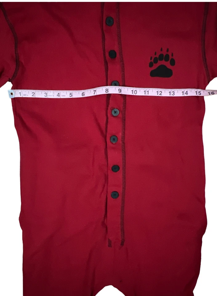 Lazy One Red And Black Check Long John pajamas Bear Bottom SM Stretch Cotton - Image 2 of 4