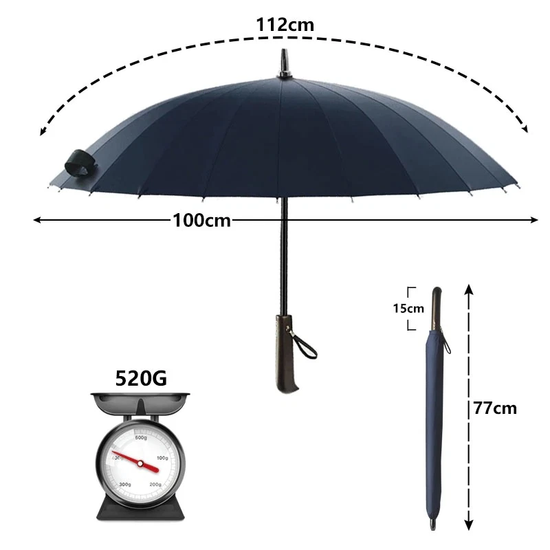 Ultra Strong Stylish Windproof Rain Umbrella Golf Hail Wind 24k Large Size Black