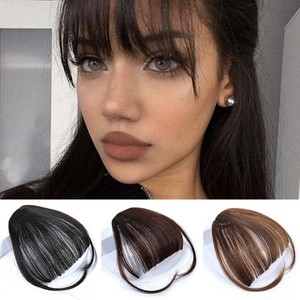 Woman Ladies Thin Air Neat Wispy Bangs Clip On Front Fringe