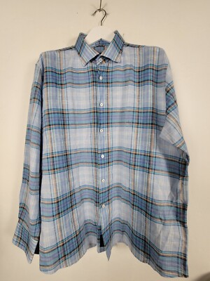 Calder Carmel Plaid Shirt Mens 2XL Linen Multicolor Limited Edition 1/70 NWOT