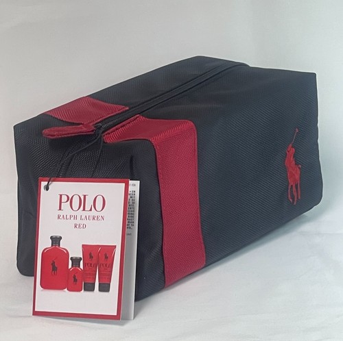 BNWT Ralph Lauren Polo Red Travel Toiletry Cosmetic Bag w/ Zipper - Black & Red - Picture 2 of 8