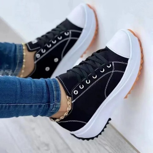 2025 New Speedy Classic White Canvas Shoes Women Sneakers Solid Lace-Up - Picture 19 of 29