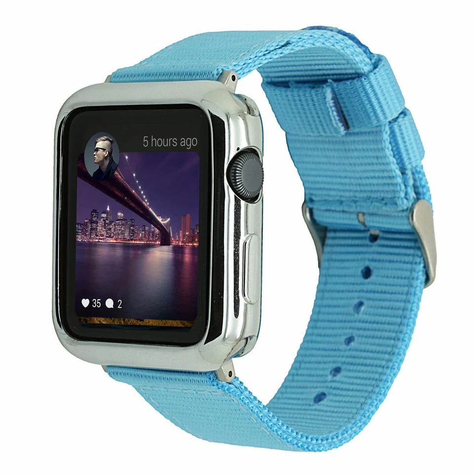 44/40/42/38 Sport Canvas Nylon Fabric Band for Apple Watch Series 5 6 7 8 Strap - Image 2 of 4