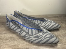 Rothy's The Point Grey Zebra Animal Print Pointed Toe Flats Women  s 8 EU 39