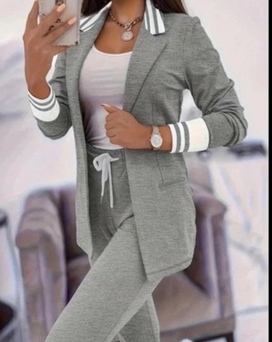 2 tlg Damen Anzug Elegant Mode Blazer Langarm Anzug Gr S/M NEU GRAU NP 79,99€ - Bild 4 von 8