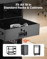 3U Rack Mount Drawer, 50 lbs Max Load-Bearing, Lockable Server Cabinet Case, Sli