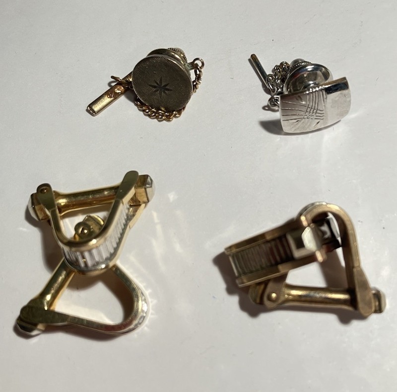 Vintage Gold Filled Cuff Links And 2 Tie Tacks