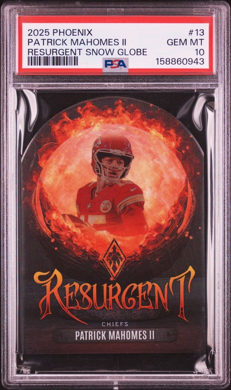 2025 Panini Phoenix 13 Patrick Mahomes II Resurgent Snow Globe PSA 10 Chiefs GEM view 1