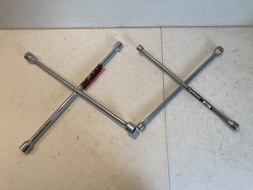 Lot of 2 4-Way Cross Lug Wrench Tire Iron Set Alltrade Large Heavy Duty Truck