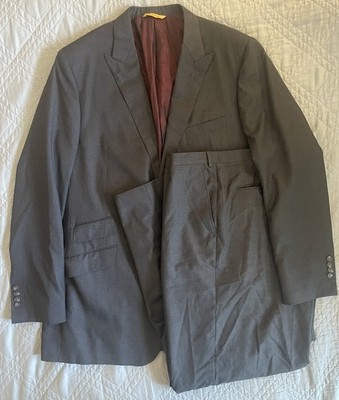 HICKEY FREEMAN BARBERA Super 140's Wool Custom Suit in Charcoal Size 50 XL $2995