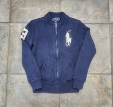 Polo Ralph Lauren Boy's Small 8 Big Pony Full Zip Knit Rugby Cardigan Sweater