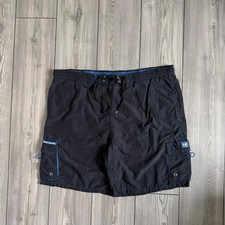 Vintage 90s Big Dogs Logo Blue Trim Patterned Cargo Swim Trunks Shorts
