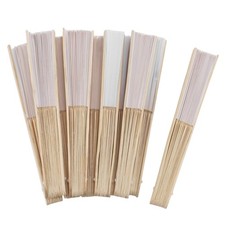 10 pcs/lot 21cm White Color Fabric Hand Fan, Silk Hand Fan Wedding Party8756