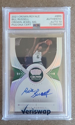 2021-22 Crown Royale Crown Jewel Signatures Bill Russell #CJ-BRS /49 PSA AUTO 10