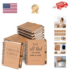 10 Sets of Christian Spiral Notebooks Bulk Prayer Journals with Pens Small Li...