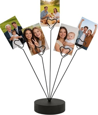 5-Clip Desk P Tree Holder with Stable Round Base - Adjustable