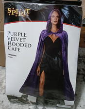 Purple Velvet Hooded Long Cape Goth Victorian Vampire Witch Medieval