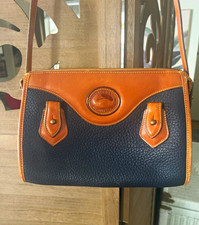 Vintage Dooney Bourke AWL Black British Tan Shoulder Bag Made USA