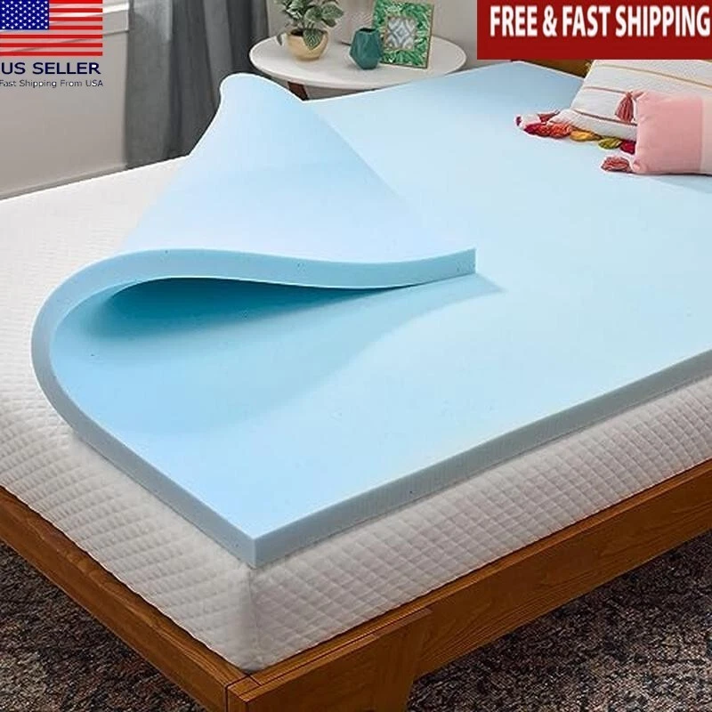 Memory Foam Topper 2" Gel Infused Cooling Pressure Relief Dorm Bedroom Durable