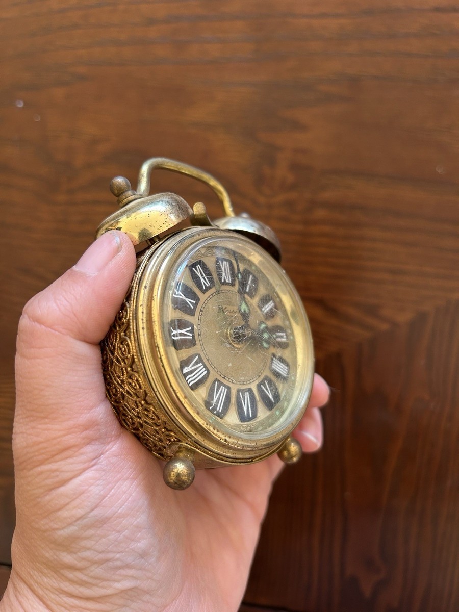 Vintage Blessing Alarm Clock West Germany Brass Twin Bell Wind-Up