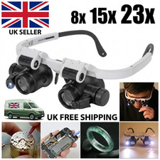 25X Magnifier Magnifying Eye Glass Loupe Jeweler Watch Repair KIT With LED Light