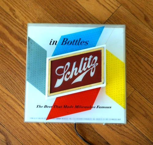 Vintage SCHLITZ BEER 1955 Bar Light Up Advertising Sign Tested & Works
