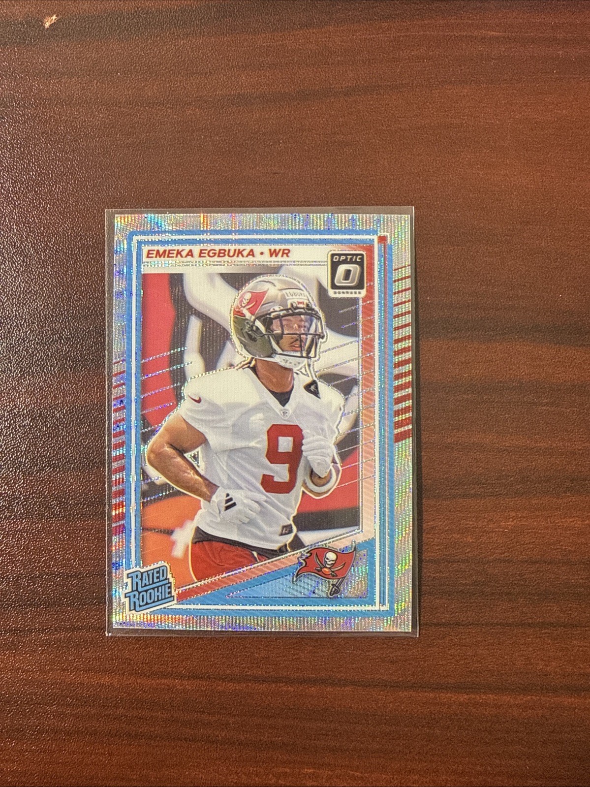 2025 Donruss Optic #265 Emeka Egbuka Silver Wave Prizm Rated Rookie 029/300