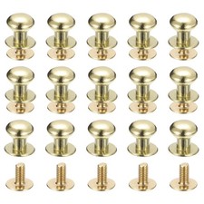 15Pack 8mm Ball Head Stud Rivets Screw Back Round Head Button Light Golden