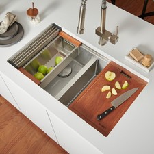 Ruvati 33-inch Workstation 50/50 Double bowl Undermount Kitchen Sink - RVH8351