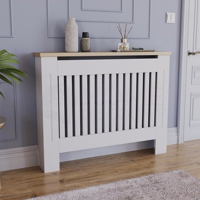 Vida Designs Arlington Weiß Moderne Heizkörperabdeckung Holz MDF Schrank Grill